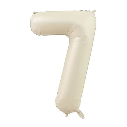 Cream Foil Number Balloons 1-9 Set | Large Digital Birthday Party Decor
