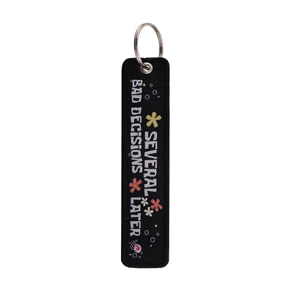 No Risk No Fun Embroidery Keychain | Motorcycle Key Fob Gift
