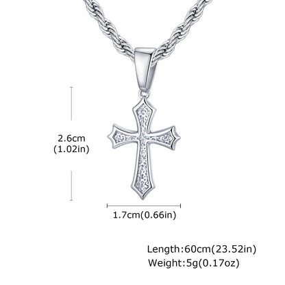 Hip Hop Cross Necklace for Men Women | Stainless Steel Chic Cross Pendant Christian Jewelry