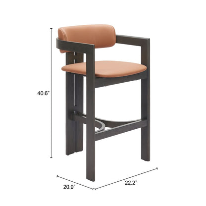 Shaili Brown Faux Leather Barstool