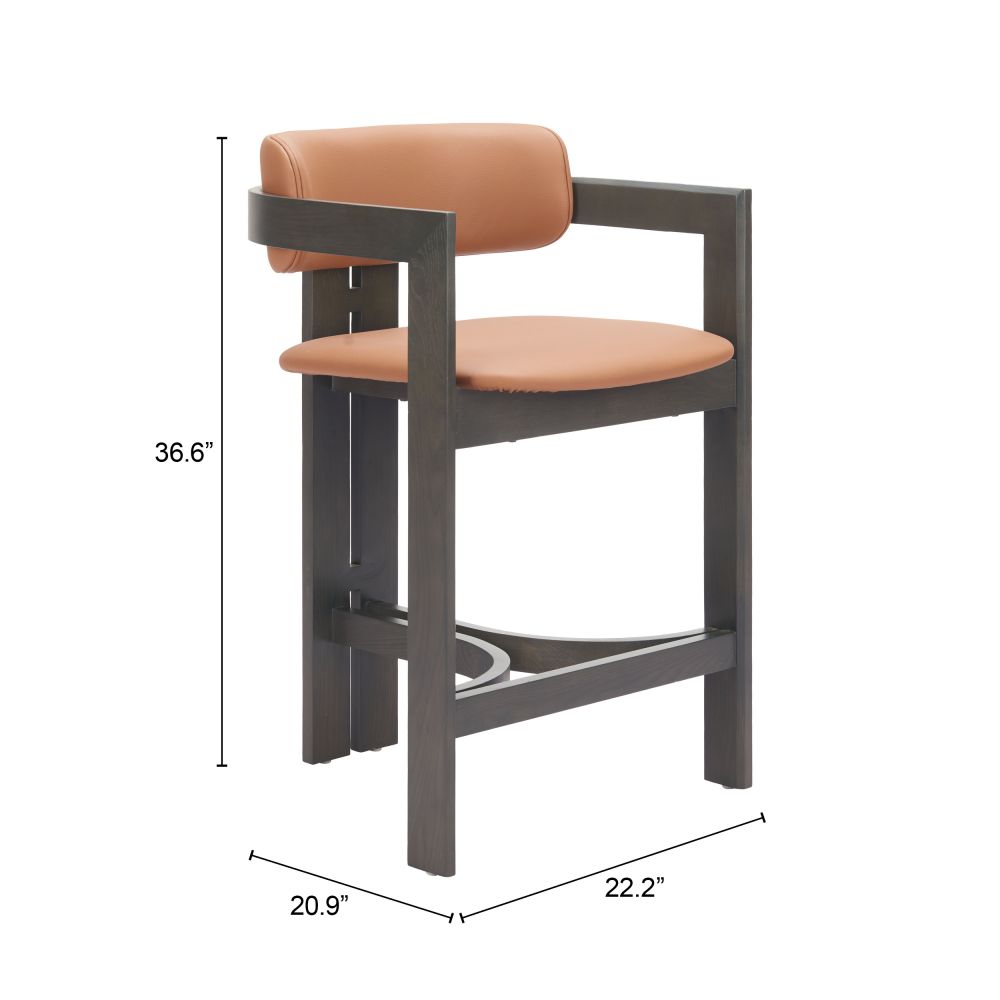 Shaili Brown Faux Leather Counter Stool