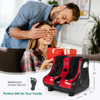 Shiatsu Kneading Rolling Vibration Heating Foot Massager-Red