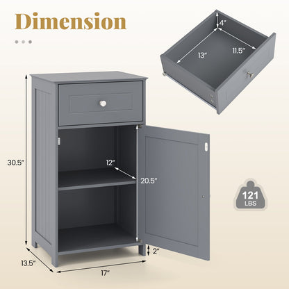 Single Door Bathroom Cabinet with Adjustable Shelf and Drawer