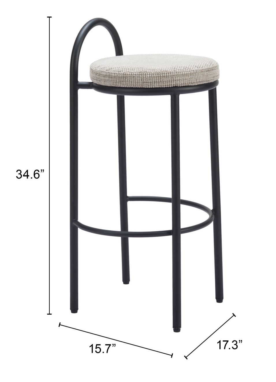 Sisal Chenille Fabric Barstool 2PC