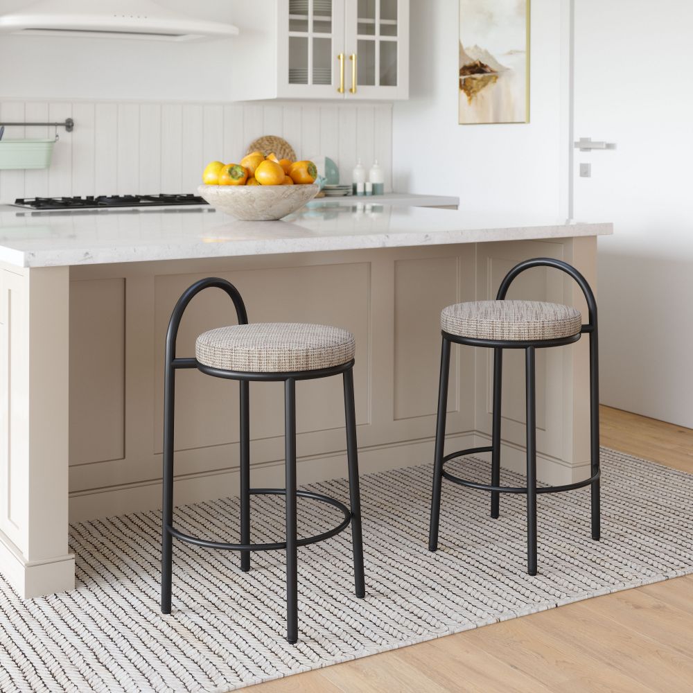 Sisal Chenille Fabric Counter Stool 2PC