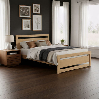 Slit Wooden Brown Nightstand