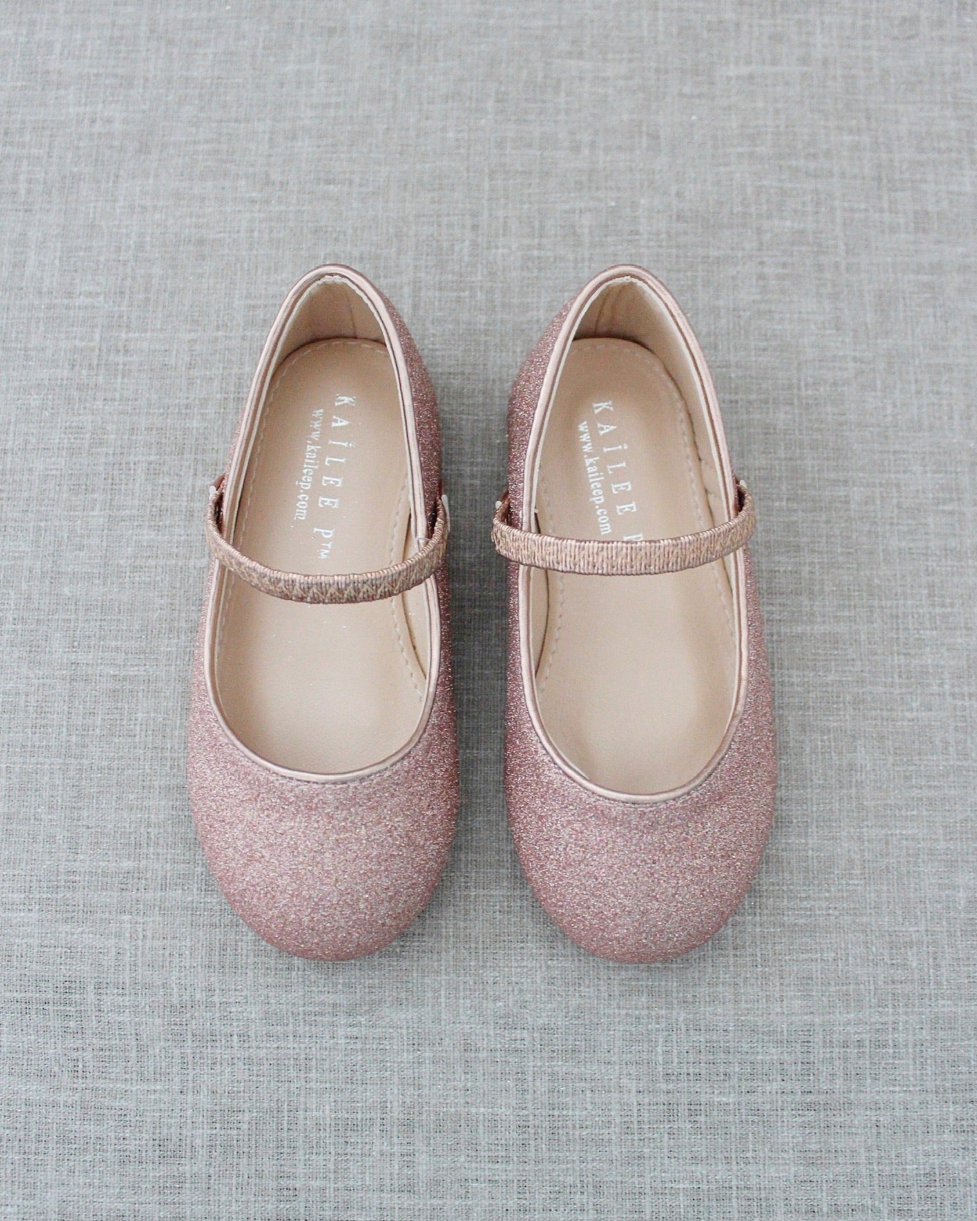 Rose Gold Fine Glitter Mary Jane Flats