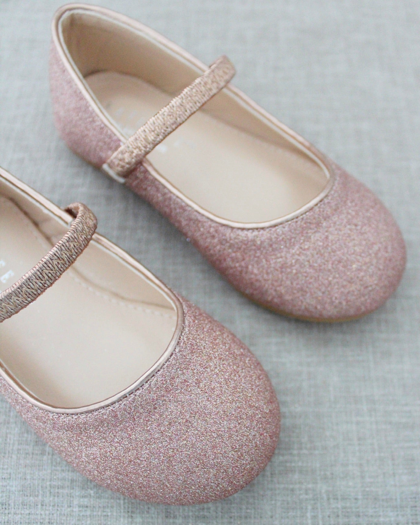 Rose Gold Fine Glitter Mary Jane Flats