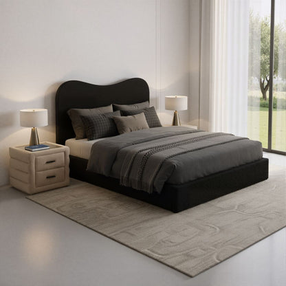 Soffice Two Drawers Shearling Fabric Nightstand