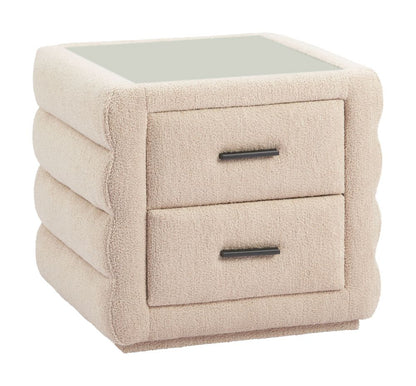 Soffice Two Drawers Shearling Fabric Nightstand