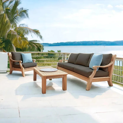 Sonoma Teak Deep Outdoor Couch with Sunbrella Cushions
