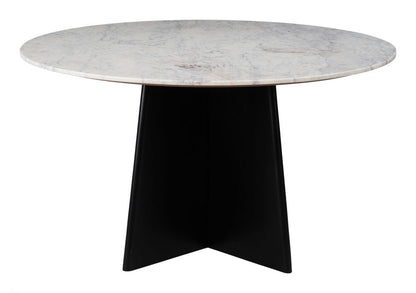 Strela White Marble Top Round Dining Table