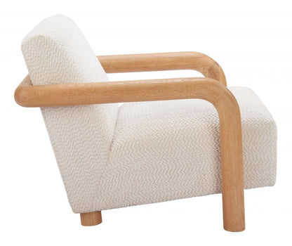 Subliem White Textured Fabric Accent Chair