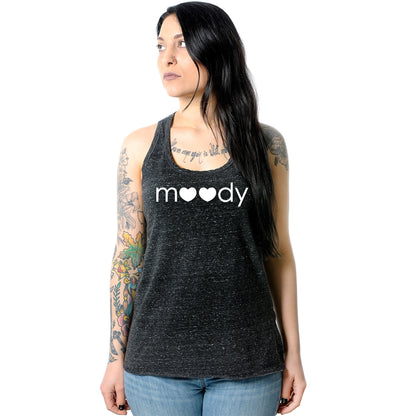 Moody Black Gray Cosmic Twist Back Tank Top