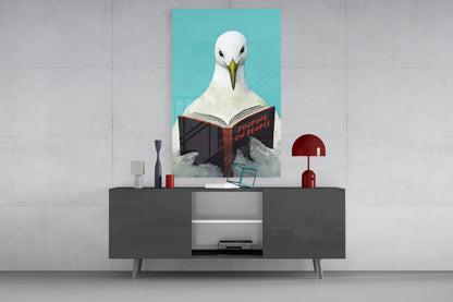 Wise Seagull Glass Wall Art || Designer Collection