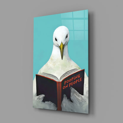 Wise Seagull Glass Wall Art || Designer Collection