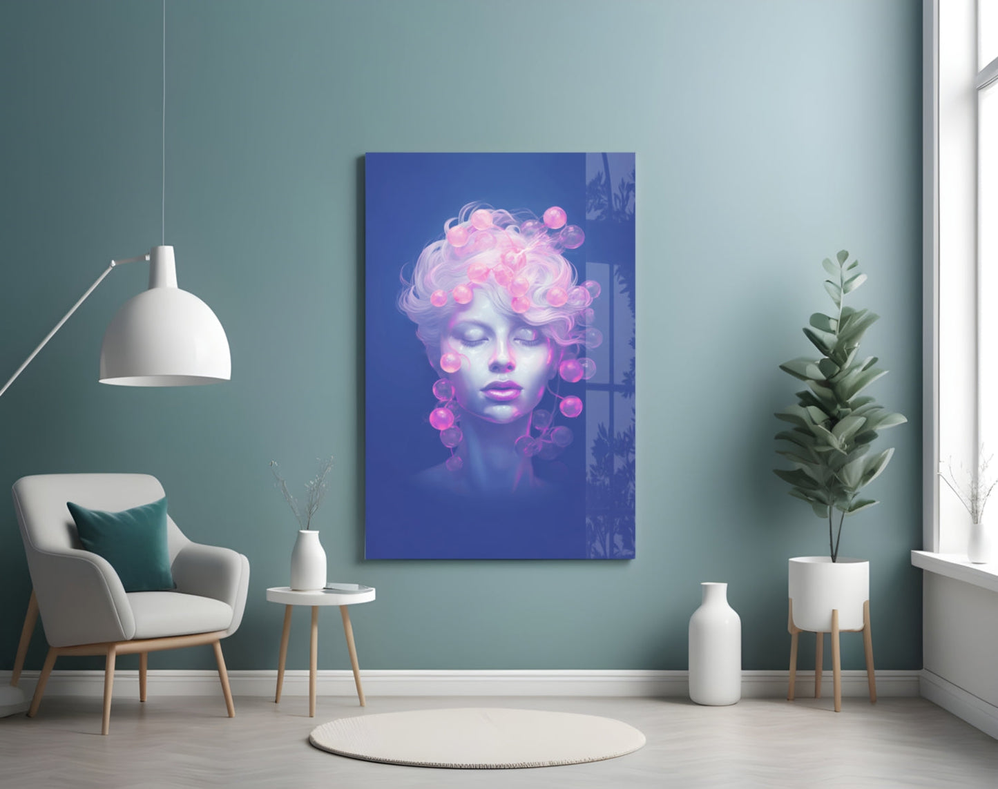 Pink Bubbles Glass Wall Art || Designer Collection