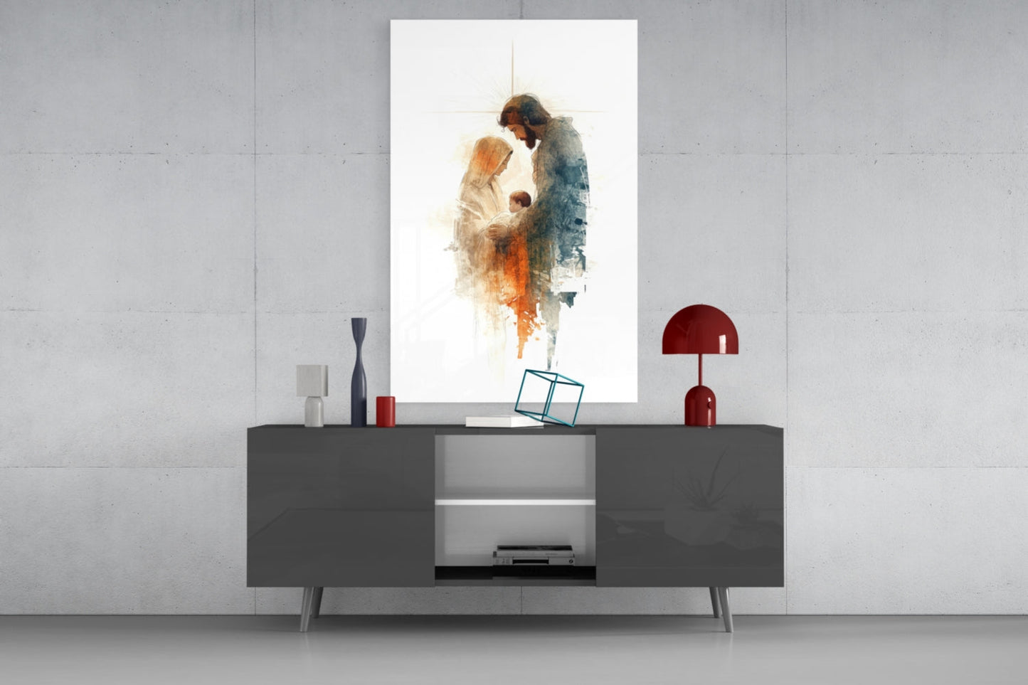 Holy Family Glass Wall Art || Designer Collection