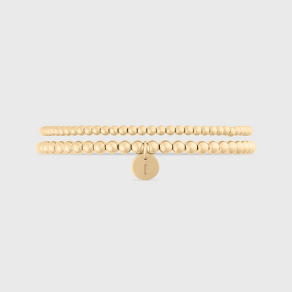 old english initial juno double bracelet stack (3+4mm)