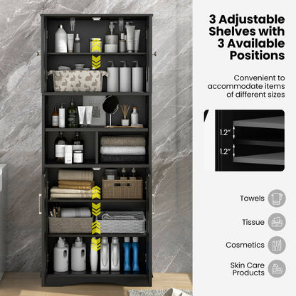 Tall Bathroom Cabinet Large Floor Storage Cabinet with Acrylic Doors and 3 Cubes