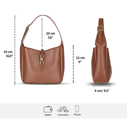 Azura Women’s Leather Shoulder Bag – Genuine Leather Handbag for Everyday Elegance | Minimal & Handcrafted