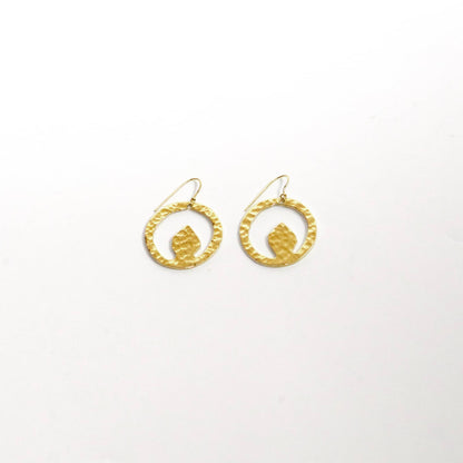 Hammered Irregular Disc Brass Earrings | Tembo