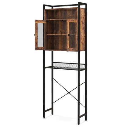 Over-The-Toilet Storage Cabinet with Heavy-Duty Metal Frame 2-door Freestanding