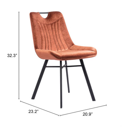 Tyler Brown Velvet Armless Dining Chair 2PC