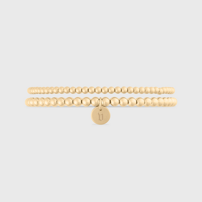 old english initial juno double bracelet stack (3+4mm)