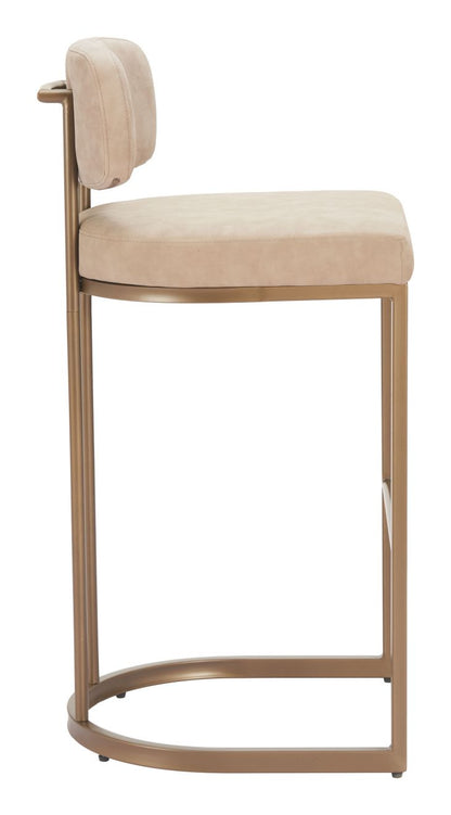 Velar Beige Faux Leather Barstool 2PC