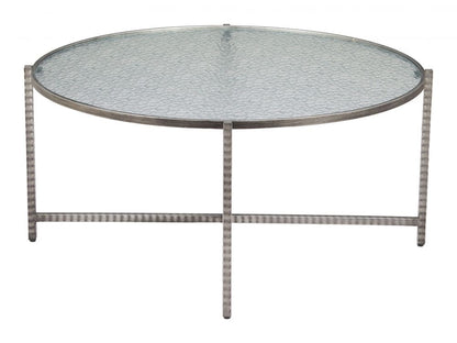 Vetro Rippled Glass Top Round Coffee Table