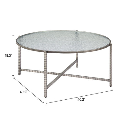 Vetro Rippled Glass Top Round Coffee Table