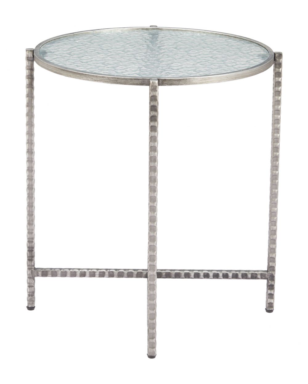 Vetro Rippled Glass Top Round Side Table