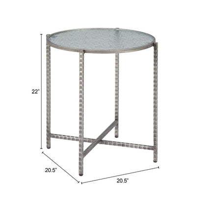 Vetro Rippled Glass Top Round Side Table