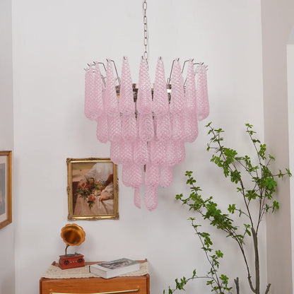 Pink Murano Petal Drop Glass Chandelier