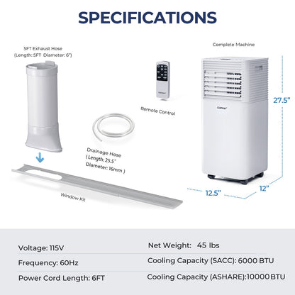 10000 BTU Air Cooler with Fan and Dehumidifier Mode