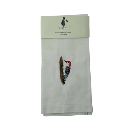 100% Cotton Tea Towels with Bird Embroidery - Kitchen Towels
