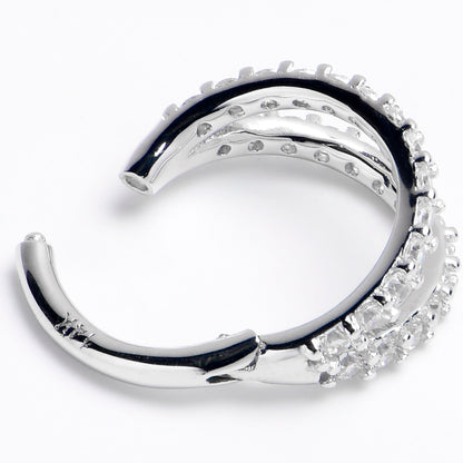 16G 5/16 Solid 14K White Gold Clear CZ Gem Hinged Segment Ring
