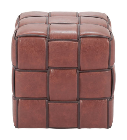 Zare Brown Faux Leather Ottoman
