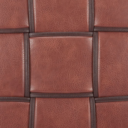Zare Brown Faux Leather Ottoman