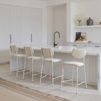 Zeal White Faux Leather Counter Stool 4PC
