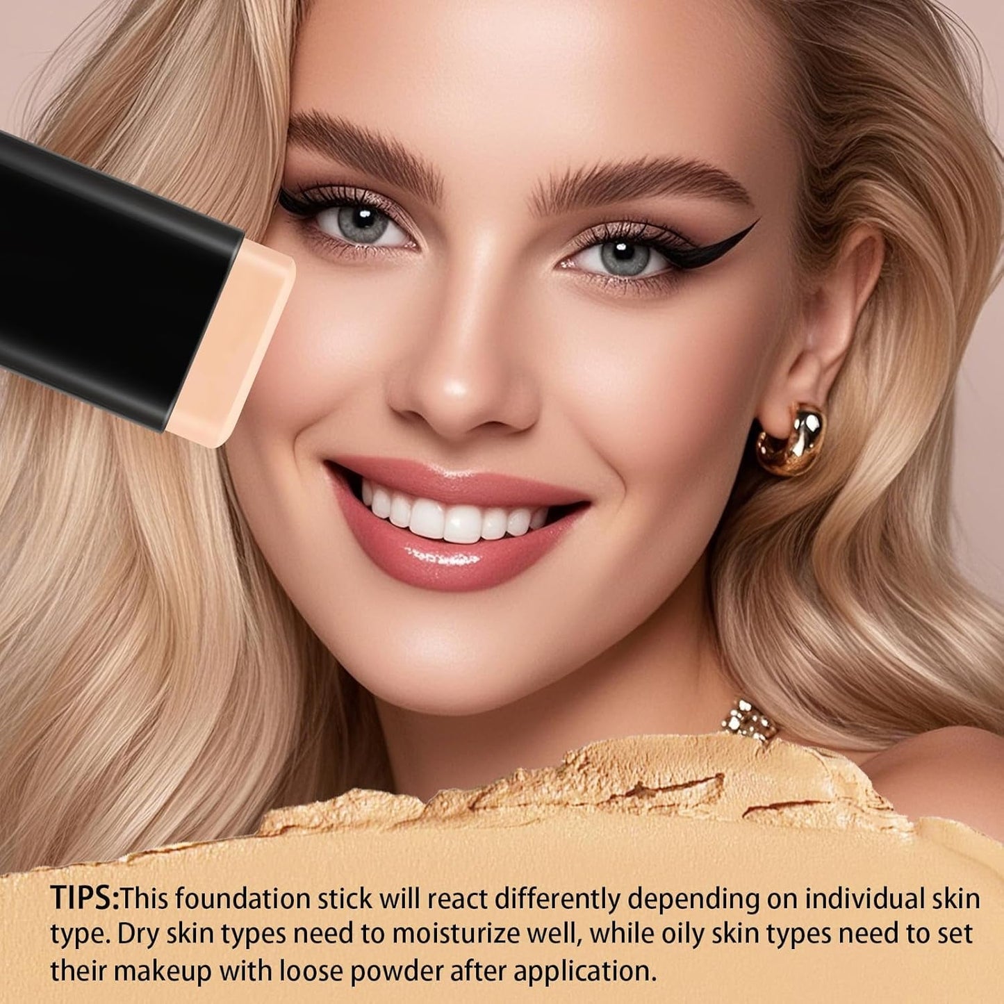 Foundation Stick, Dual-Ended with Brush, 2-In-1 Longwear & Waterproof, Natural Full Makeup Concealer Coverage for Dark Circles & Blemishes with Hydrating Olive & Camellia, 2.09 Oz (04#)
