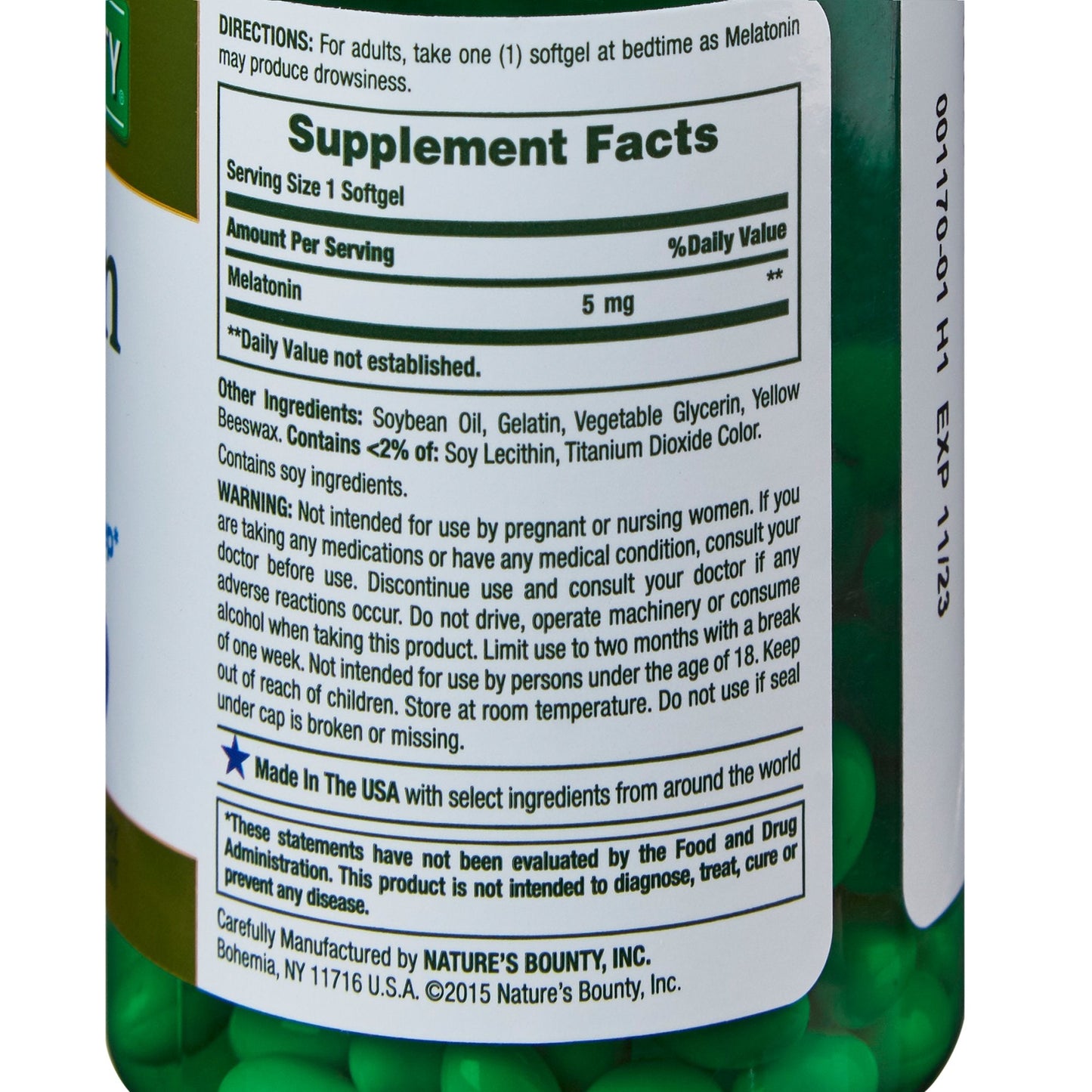 Nature's Bounty® Melatonin Natural Sleep Aid 07431215745