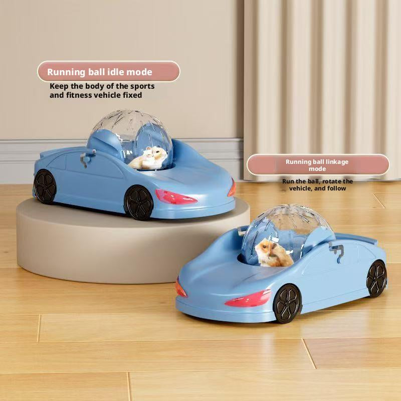 Hamster Car Sports Car with Golden Bear Running Ball Running Wheel for Small Pets Hamster Toy Car with Rolling Wheel Fun Exercise Play