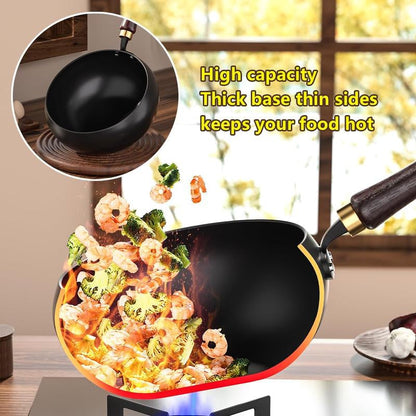Thick Uncoated Iron Pot, Japanese Iron Pan, Uncoated Cast Iron Pot, Hand-Forged Non-Stick Pan without Coating, High-Purity Frying Pan, Cast Iron Skillet—Universal Kitchen Cookware Suitable for Gas and Induction Stoves.