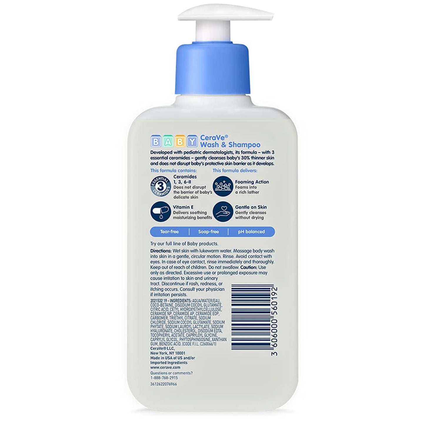 Baby Shampoo and Body Wash CeraVe® 8 oz. Pump Bottle Unscented 60600056019