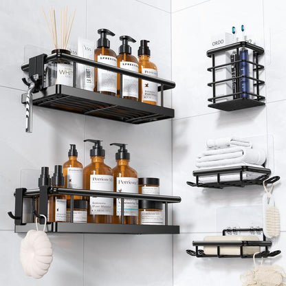 Shower Caddy No Drilling - Rustproof Adhesive Shower Organizer with Soap Holder, Large Capacity Storage Shelves for Bathroom, Kitchen & Home Decor