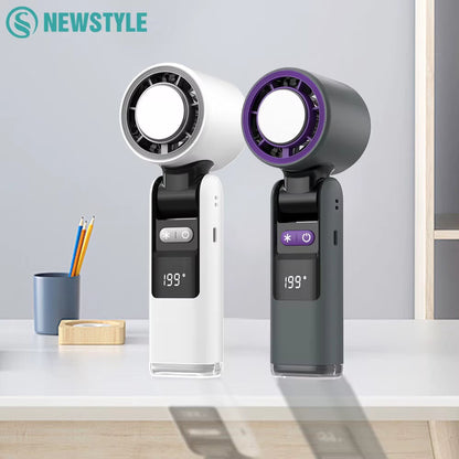 Mini Handheld Turbo Fan Foldable Design 1-199-Speed Wind 4000Mah Rechargeable Digital Display Protable Pocket Fans for Outdoor