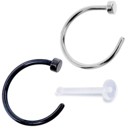 20G 5/16 Pack Set of 3 Assorted Stainless Steel Nose Hoop Rings