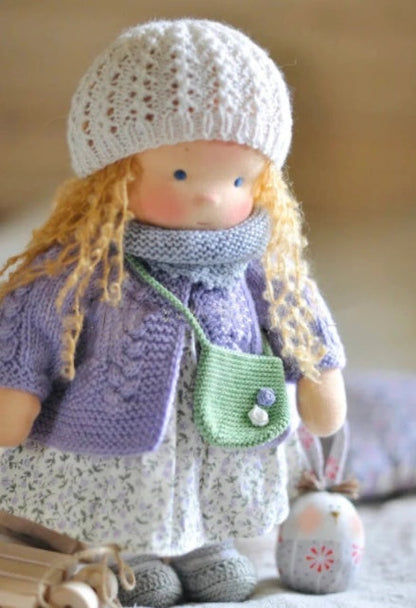 Handmade Plush Doll Golden Curly Girl Finished Product